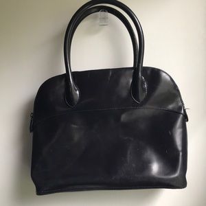 Vintage 1990s Valerie Stevens Satchel Navy Blue Leather Vintage